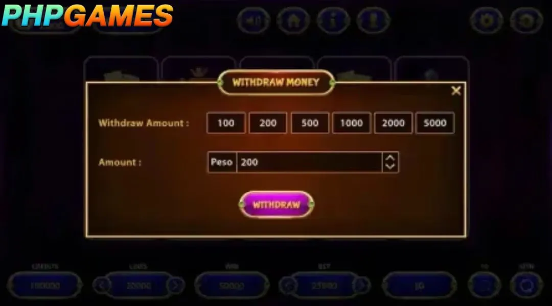 Conditions to note when withdrawing money from PHPGAMES