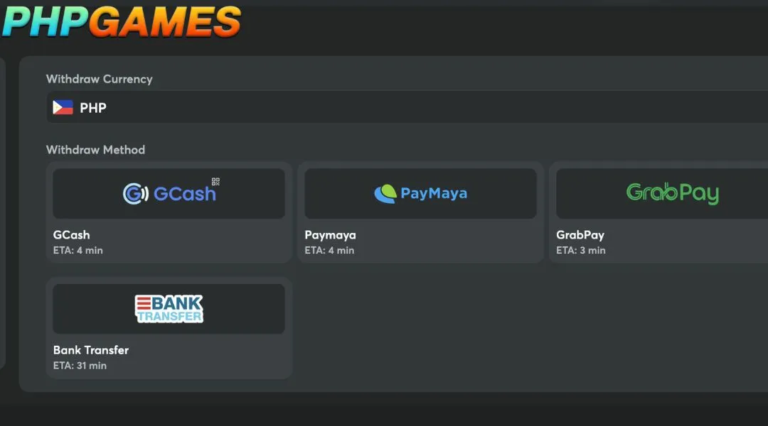Instructions on how to perform PHPGAMES Withdrawal