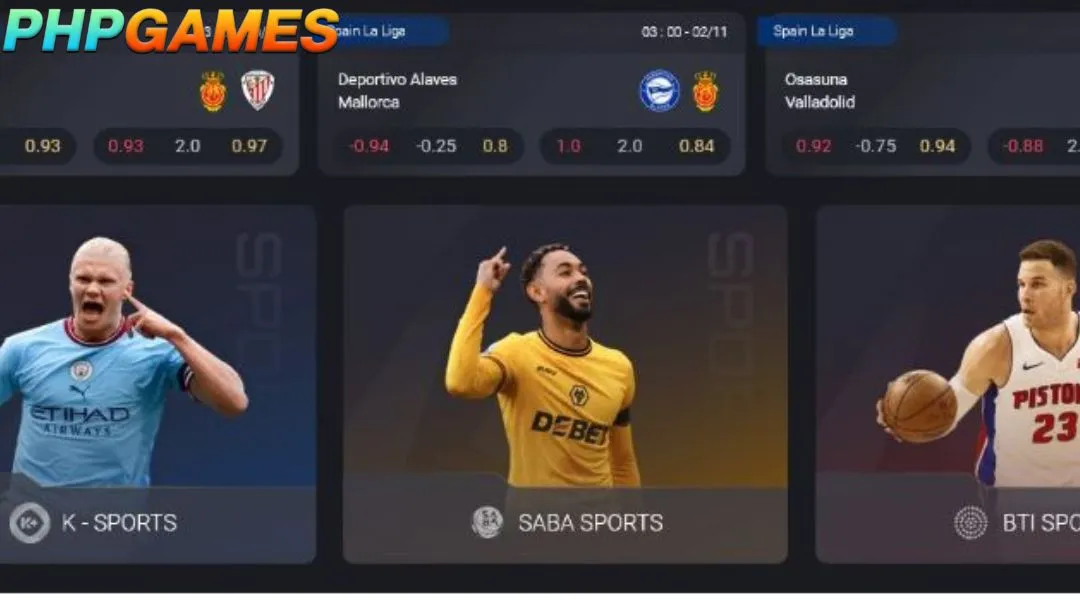 The most prominent sporting events are held in the PHPGAMES gaming lobby