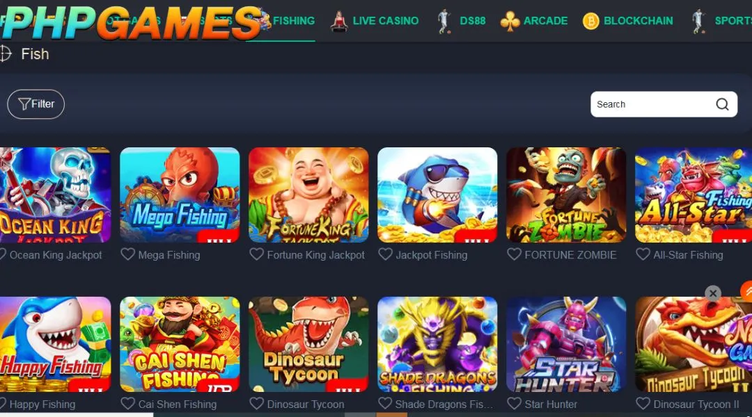 Top publishers at PHPGAMES fishing game